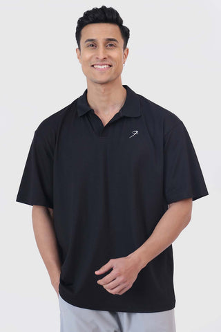Noir Oversized Polo T-shirt Black