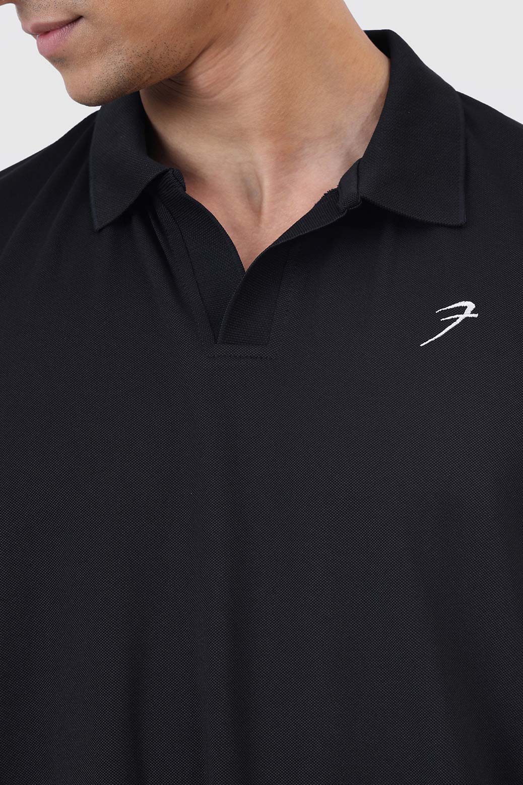Noir Oversized Polo T-shirt Black