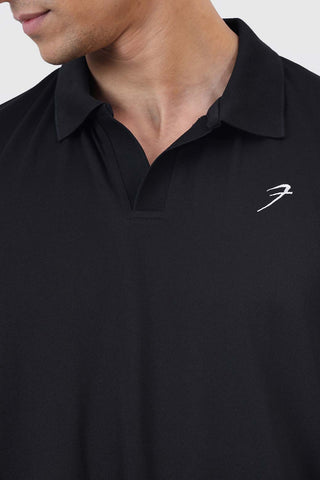 Noir Oversized Polo T-shirt Black