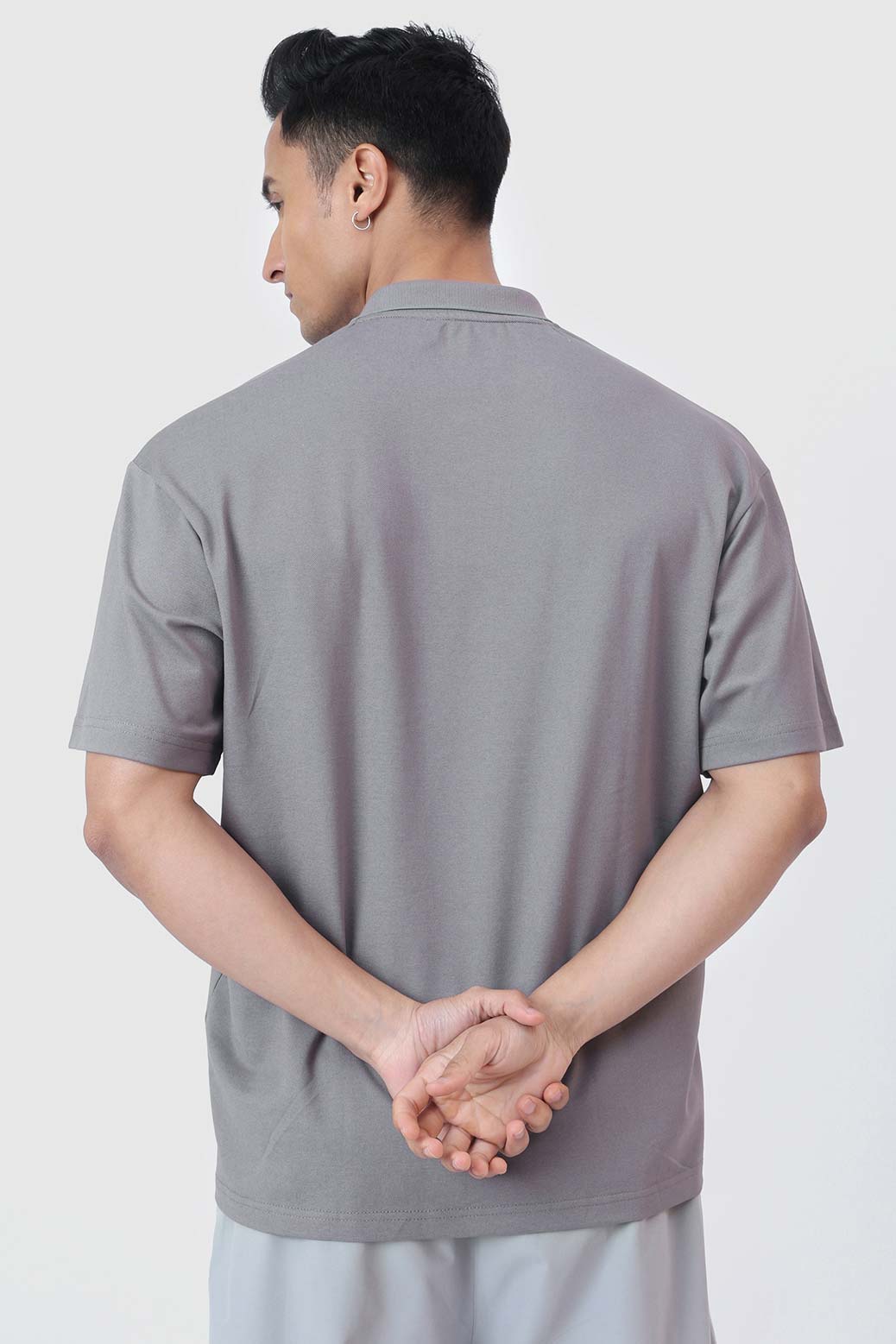 Noir Oversized Polo T-shirt Grey