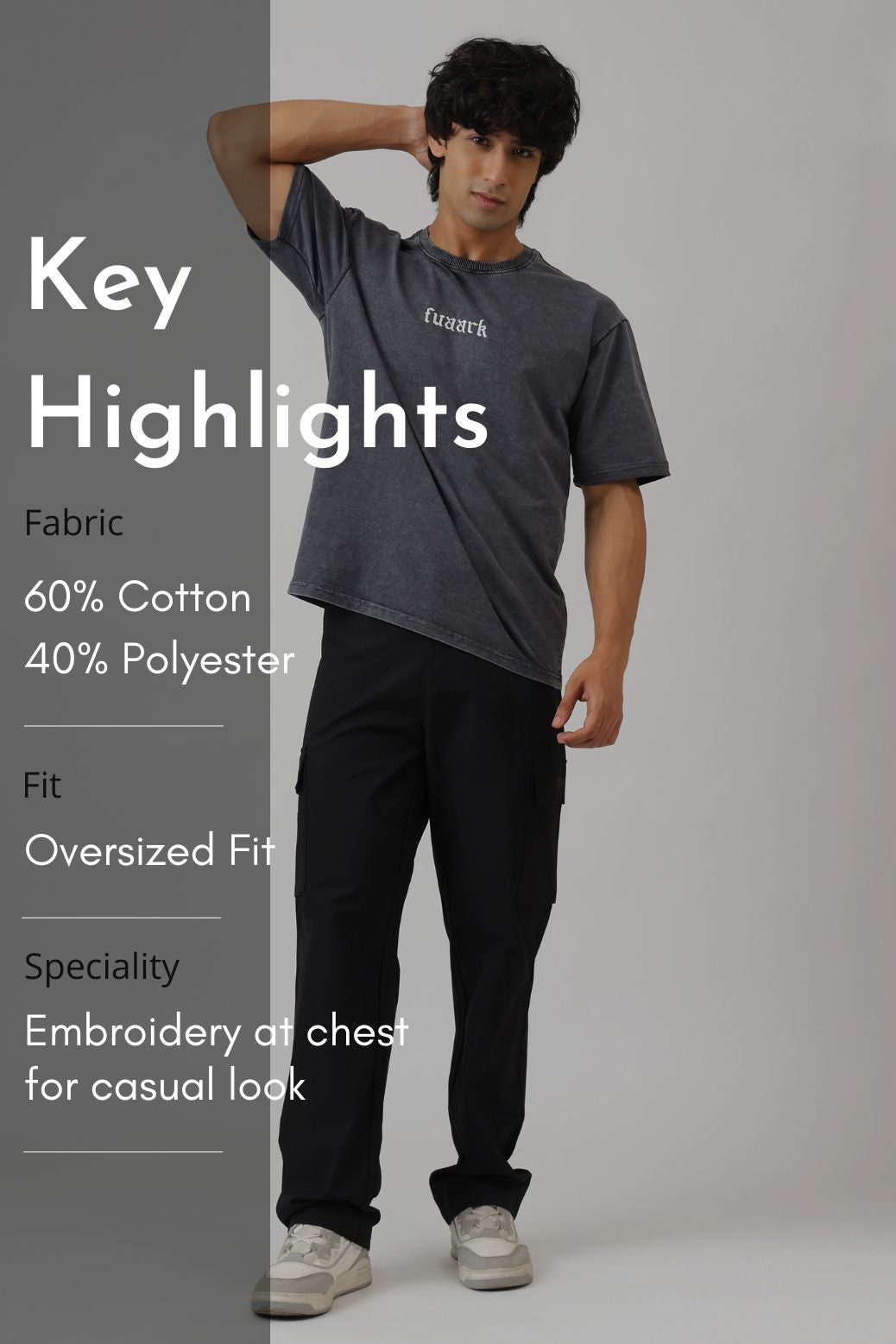 Raw Washed Oversized T-shirt Dark Grey
