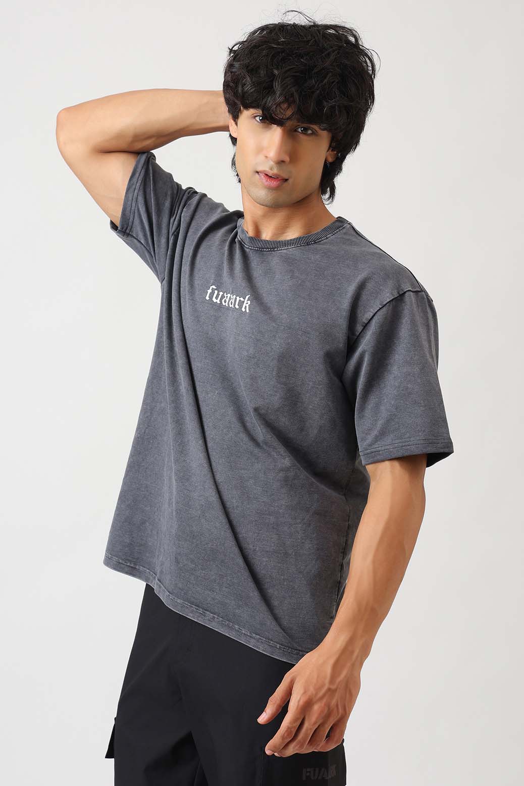 Raw Washed Oversized T-shirt Dark Grey