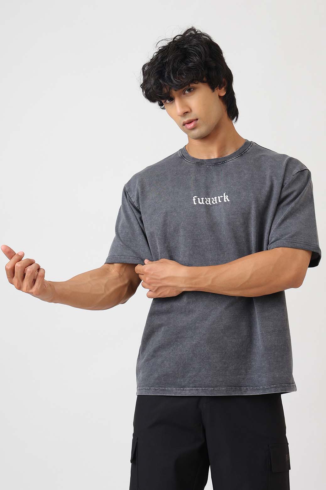 Raw Washed Oversized T-shirt Dark Grey
