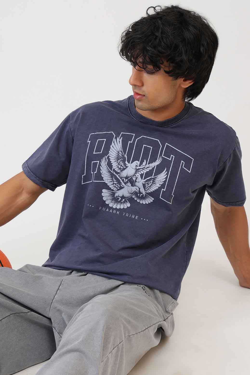 Shadow Washed Oversized T-shirt Navy