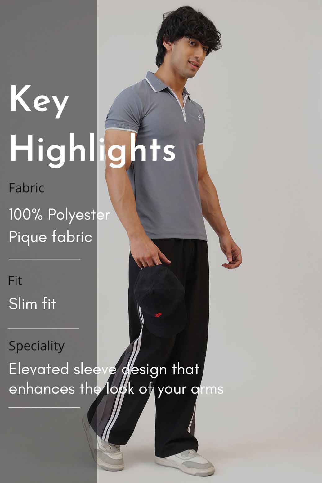 Stride Polo T-shirt Grey