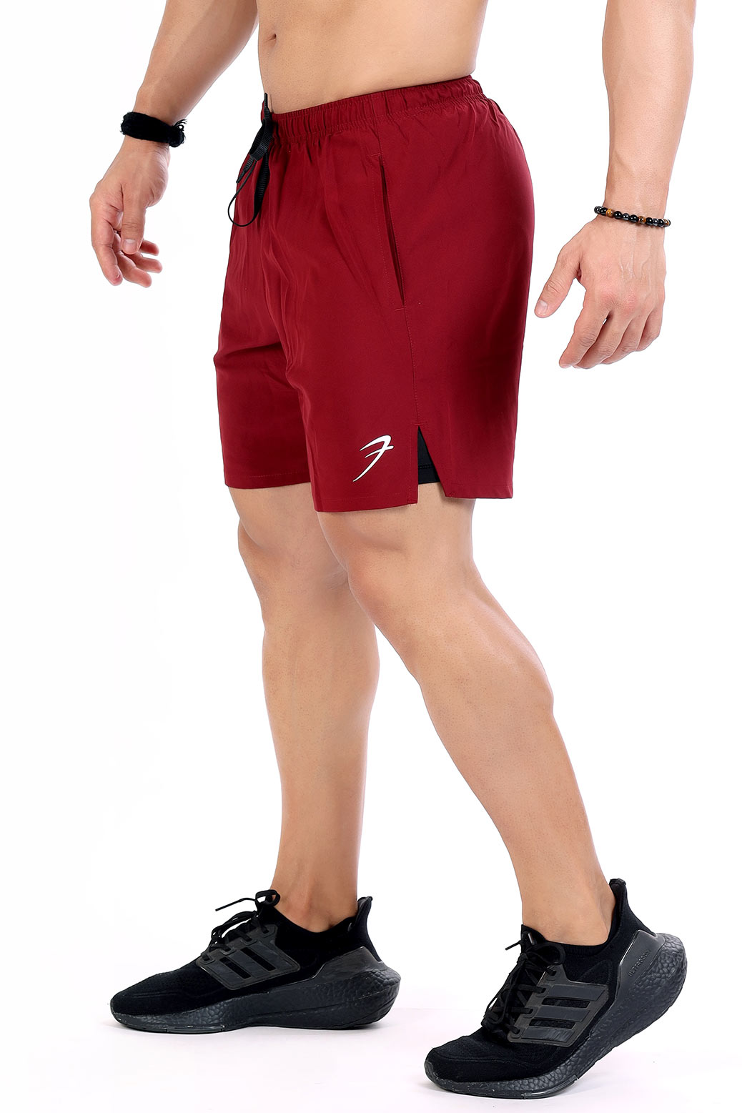 2 in 1 Compression Shorts Maroon