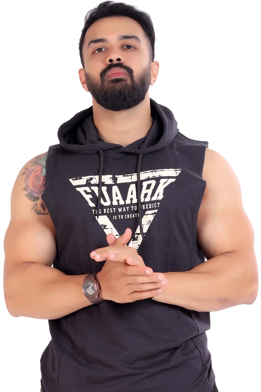 Crest Sleeveless Hoodie Grey