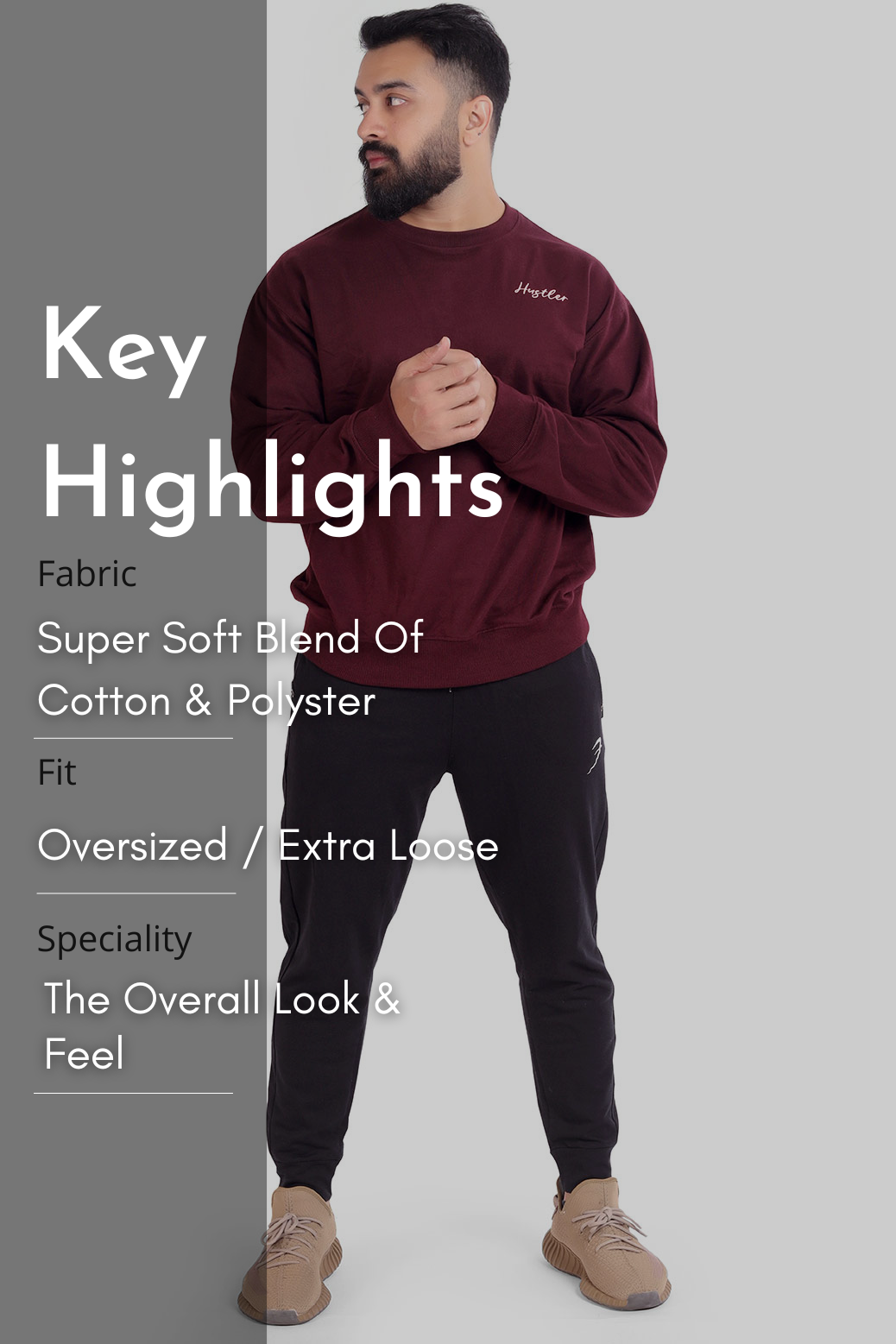 Hustler Oversized Sweatshirt Maroon