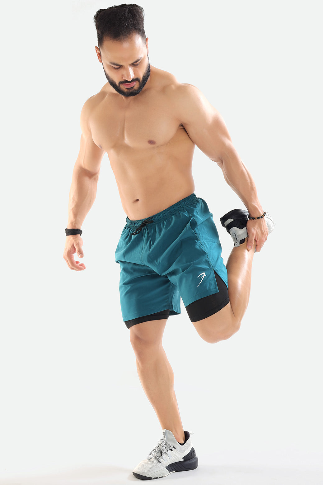 2 in 1 Compression Shorts Teal