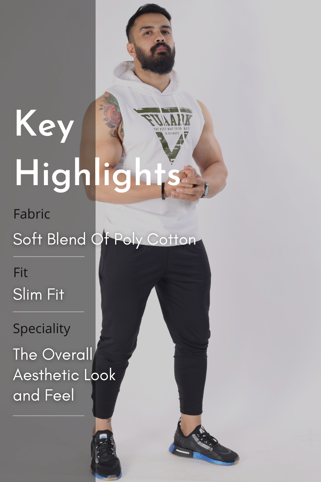 Crest Sleeveless Hoodie White