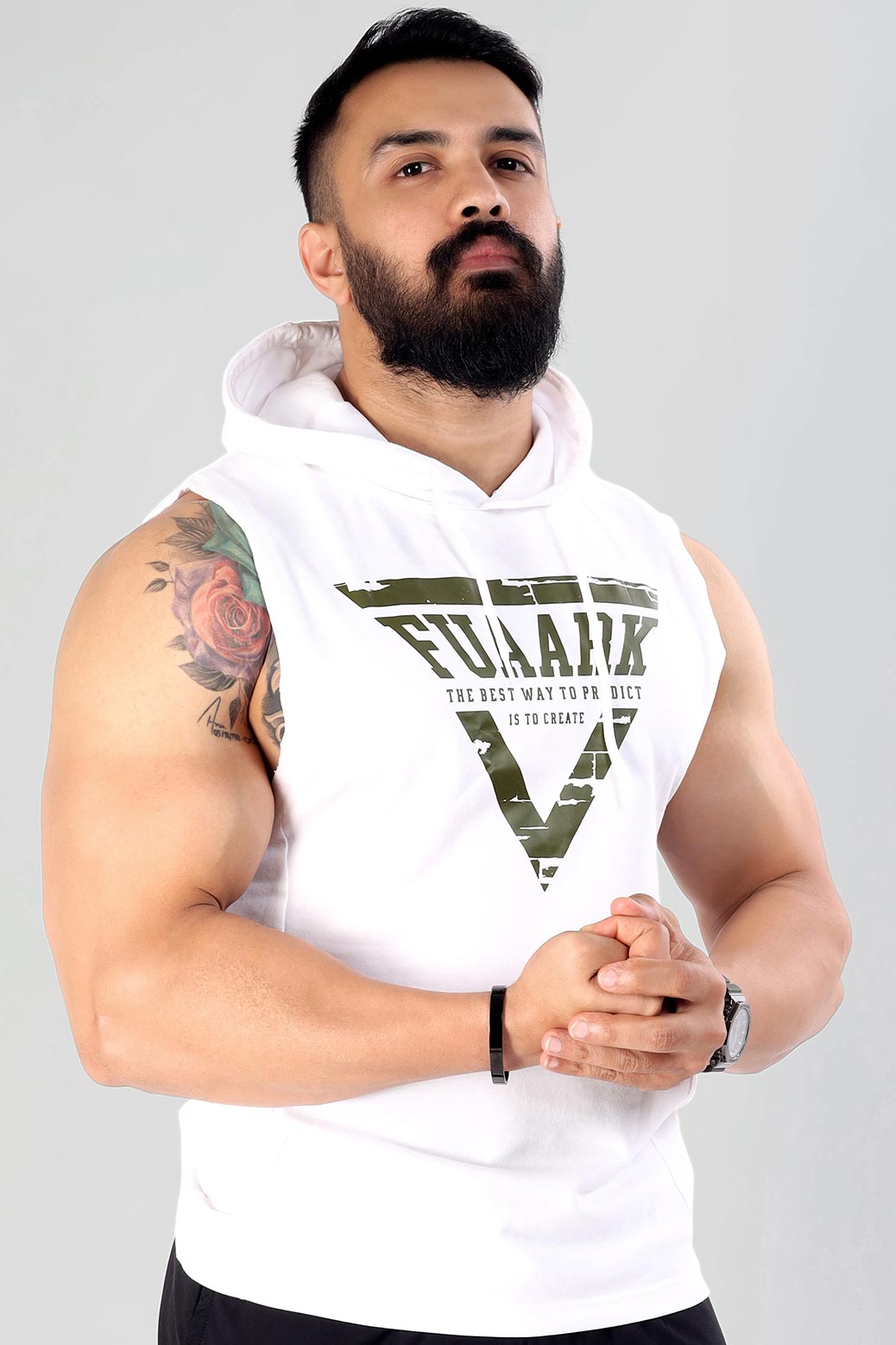 Crest Sleeveless Hoodie White