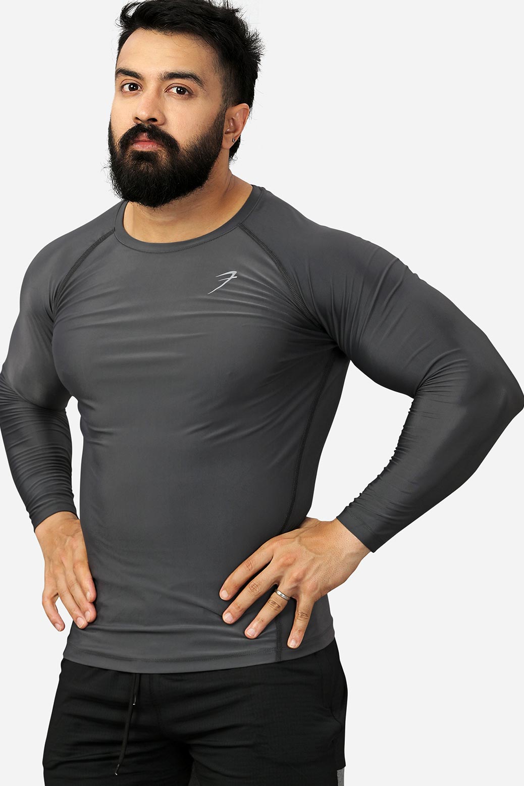 Nylon Compression Fullsleeves T-shirt Grey