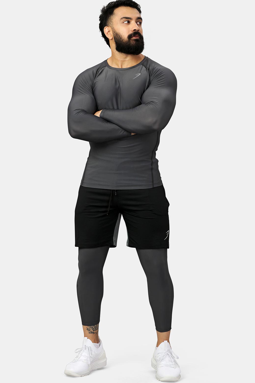 Nylon Compression Fullsleeves T-shirt Grey