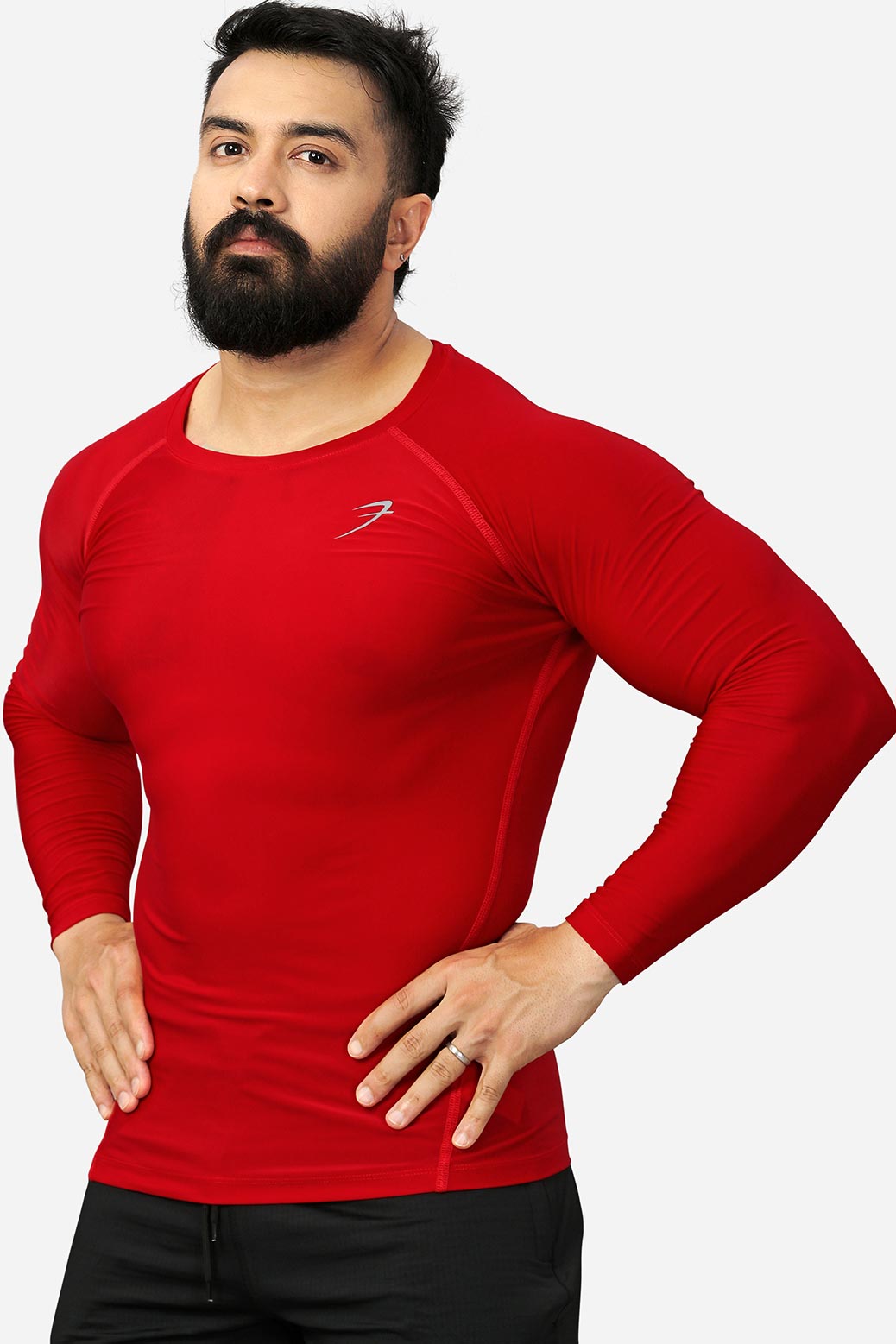 Nylon Compression Fullsleeves Tshirt Red
