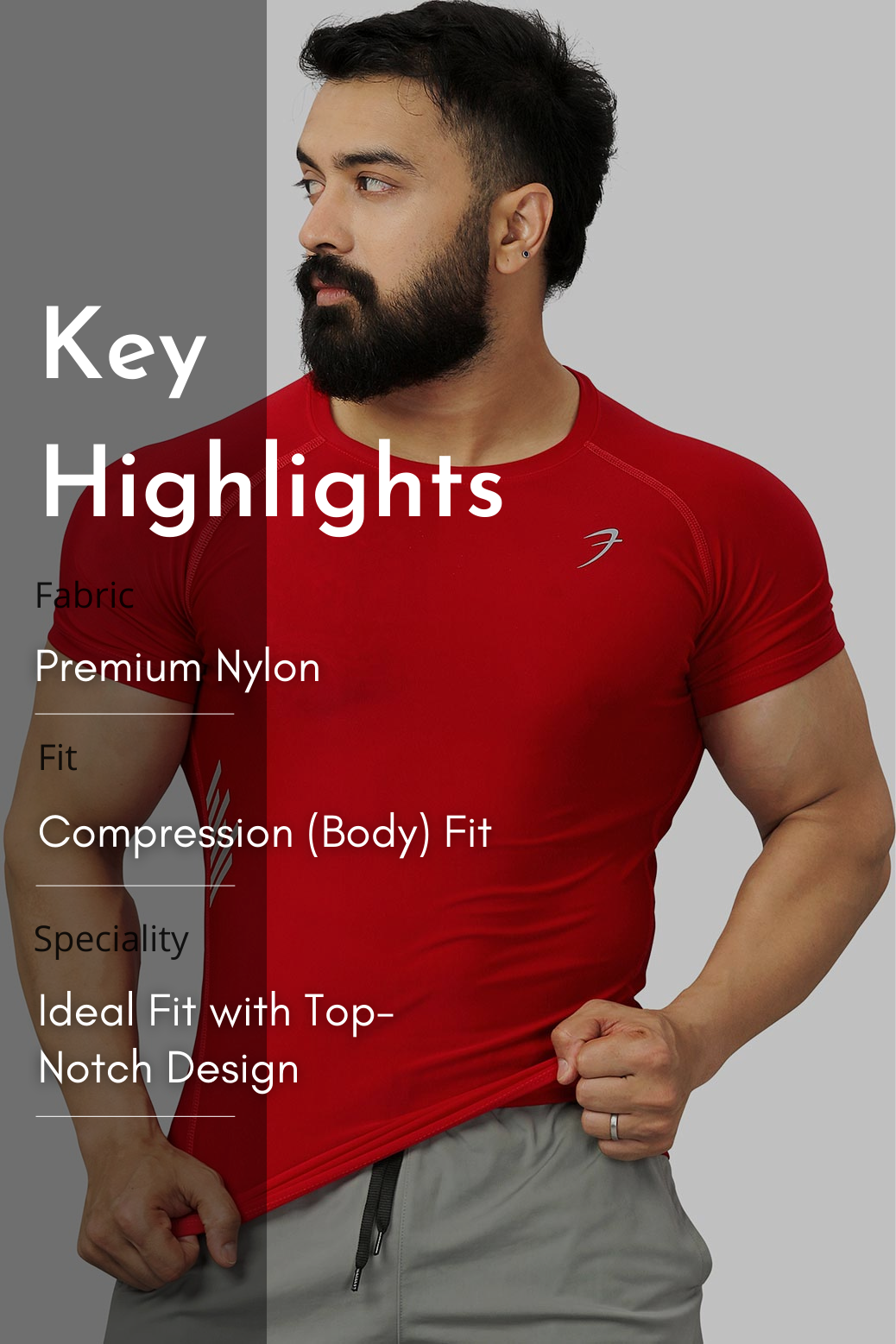 Nylon Compression T-shirt Red